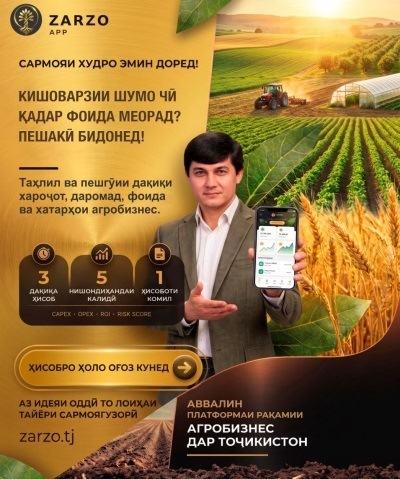 In Tajikistan, the ZARZO application was developed for farmers. It calculates expenses, profit and risks
